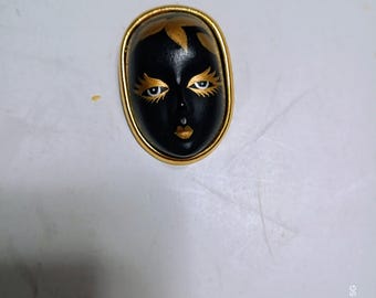 Brooch - Black- Painted Face - # 37