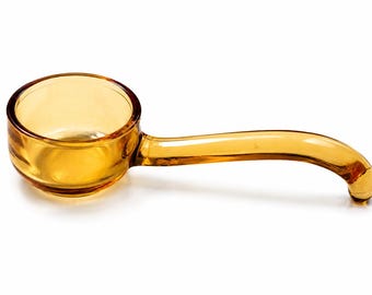 SP-10--Vintage Amber Depression Glass Sauce Spoon | Small Glass Ladle | Condiment Server | 1930s–1950s Pressed Glass | Replacement Serving