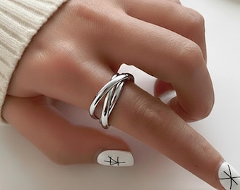 Silver Interlocking Rolling Ring, Trinity Fidget Ring