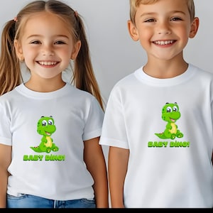Cute Baby Dino T-Shirt for Kids, Infant Bodysuit, Toddler Dinosaur Shirt, Cartoon Dino Birthday Outfit, Matching Family Dino Shirts
