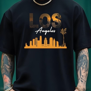 Los Angeles Skyline T-Shirt, Sunset City Print Tee, California Streetwear Shirt, Unisex LA Cityscape Graphic Tee, West Coast Vibes