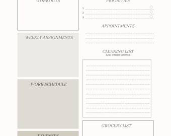 Weekly/Daily Planner Downloadable Template for College Students