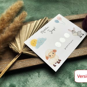 Rubbelkarte Genderreveal, Babyparty, Geschlechterkarte zum Rubbeln