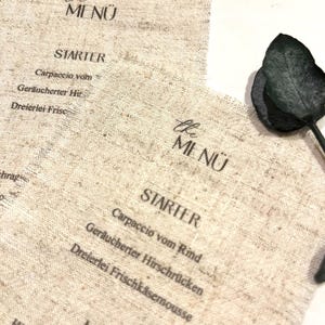 Menükarten Hochzeit | Leinen | Stoff | elegant