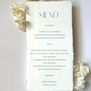 Menükarten Hochzeit | handgeschöpftes Papier | elegant