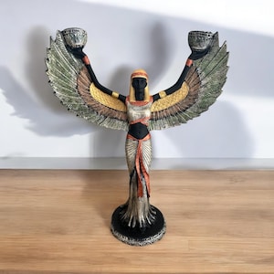 Ancient İsis Statue Egyptian Goddess Candlestick holder, Vintage İsis statue, Home decor, mother days decorative object,İsis ornament decor