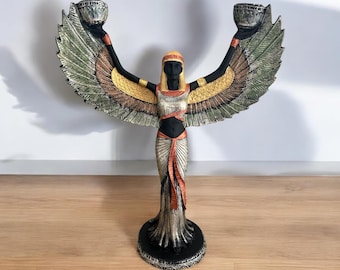 Ancient İsis Statue Egyptian Goddess Candlestick holder, Vintage İsis statue,Home decor,christmas gift decorative object,İsis ornament decor