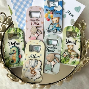 40 pcs Personalized Bottle Opener Magnet favor,Baby Shower Gift Magnet Bottle Opener, Baby Shower Favors,Personalized Baptism Magnet favor