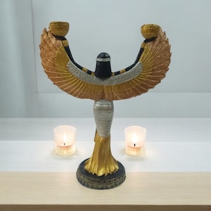 Ancient İsis Statue Egyptian Goddess, Candlestick holder, Vintage İsis statue, Home decor, mother days decorative object,İsis ornament decor