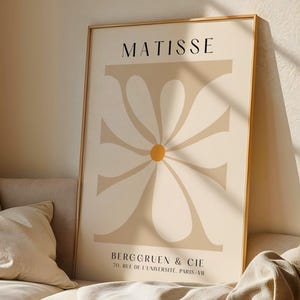 Beige Floral Matisse Print – Abstract Petal Wall Art Poster | Modern Cream Matisse Art Print | Minimalist Beige Wall Decor