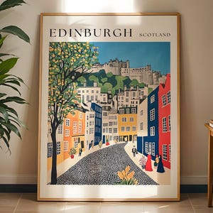 Edinburgh City Art Print - Scotland Travel Artwork with Historic Edinburgh Castle, Perfect Edinburgh Gift