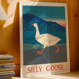 Silly Goose Wall Art Print: Retro Funny Goose Poster – Cottagecore Nursery Decor