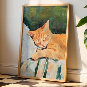 Sleeping Cat Wall Art Print: Ginger Cat – Cosy Bedroom Poster