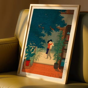 Paar Tanzendes Wandbild, Romantischer Japanischer Druck, Intimes Paar Poster, Japanisches Zimmer Dekor, Vintage Liebhaber Druck, Tanz Kunst Geschenk