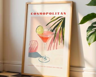 Stampa artistica da parete Cosmopolitan: stile cocktail retrò – Poster da bar