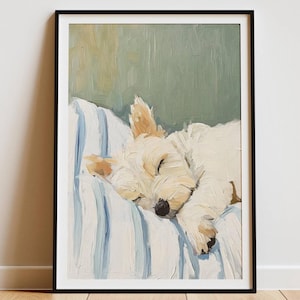 Westie Wall Art Print – Peaceful West Highland Terrier Poster, Dog Lover Gift, Calm Pet Decor, Neutral Dog Artwork