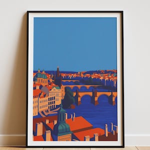 Prague Wall Art – Charles Bridge Print, Czech Republic Travel Poster, Romantic Cityscape, European Architecture Decor, Sunset Print