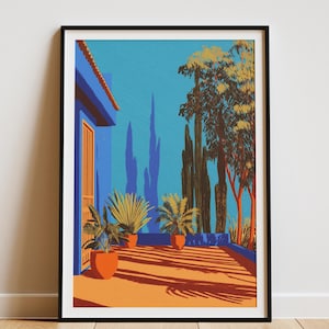 Jardin Majorelle Print – Marrakesh Wall Art, Morocco Travel Poster, Moroccan Decor, Majorelle Garden Art, Morocco Wall Art, Travel Print