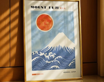 Art mural mont Fuji, impression vintage du mont Fuji, affiche japonaise, décoration du mont Fuji, impression d'art mural japonais, art du paysage de montagne