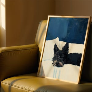 Scottish Terrier Wall Art Print – Elegant Scottie Dog Poster, Home Decor for Dog Lovers, Peaceful Dog Print for Owners