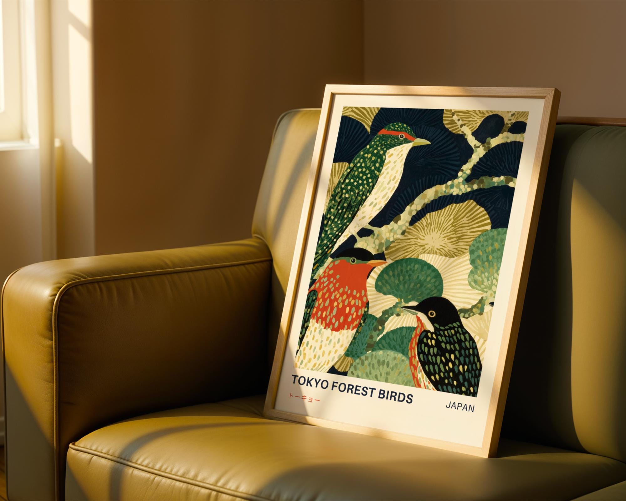 Japanese Bird Art Print – Tokyo Forest Birds Vintage Poster