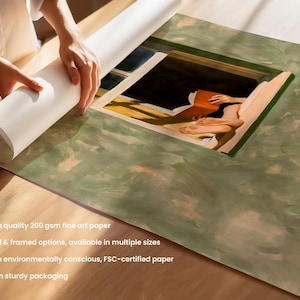 Reading Print, Book Lover Gift, Oil Painting Wall Art, Person Reading In Window Poster, Cozy Reading Nook Decor image 14