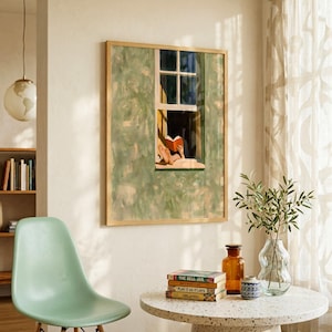 Reading Print, Book Lover Gift, Oil Painting Wall Art, Person Reading In Window Poster, Cozy Reading Nook Decor image 7