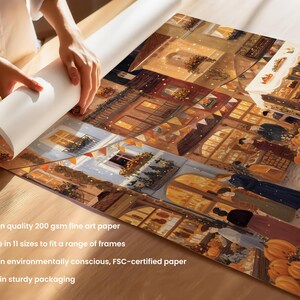 Autumn/Fall Market Wall Art Print, European Village Market Poster, Kitchen and Living Room Wall Art, Seasonal Home Decor – Harvest Market image 8