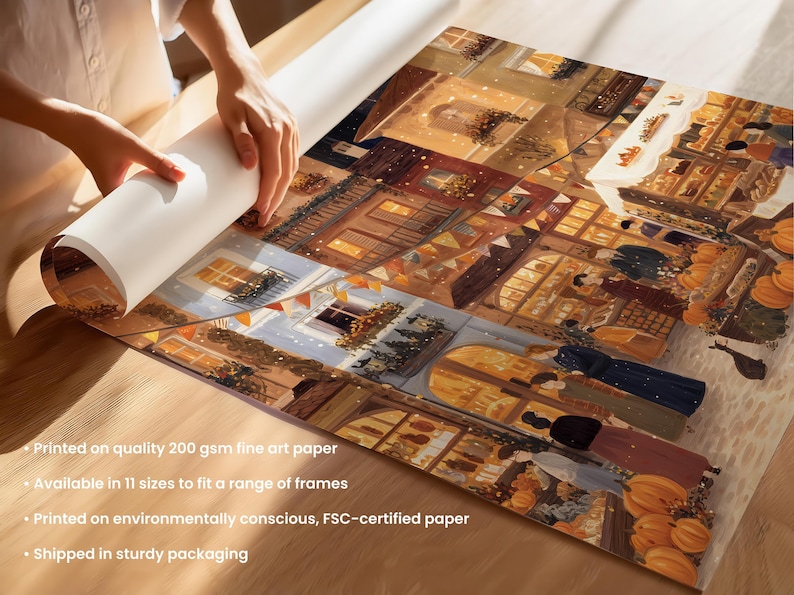 Autumn/Fall Market Wall Art Print, European Village Market Poster, Kitchen and Living Room Wall Art, Seasonal Home Decor – Harvest Market image 8