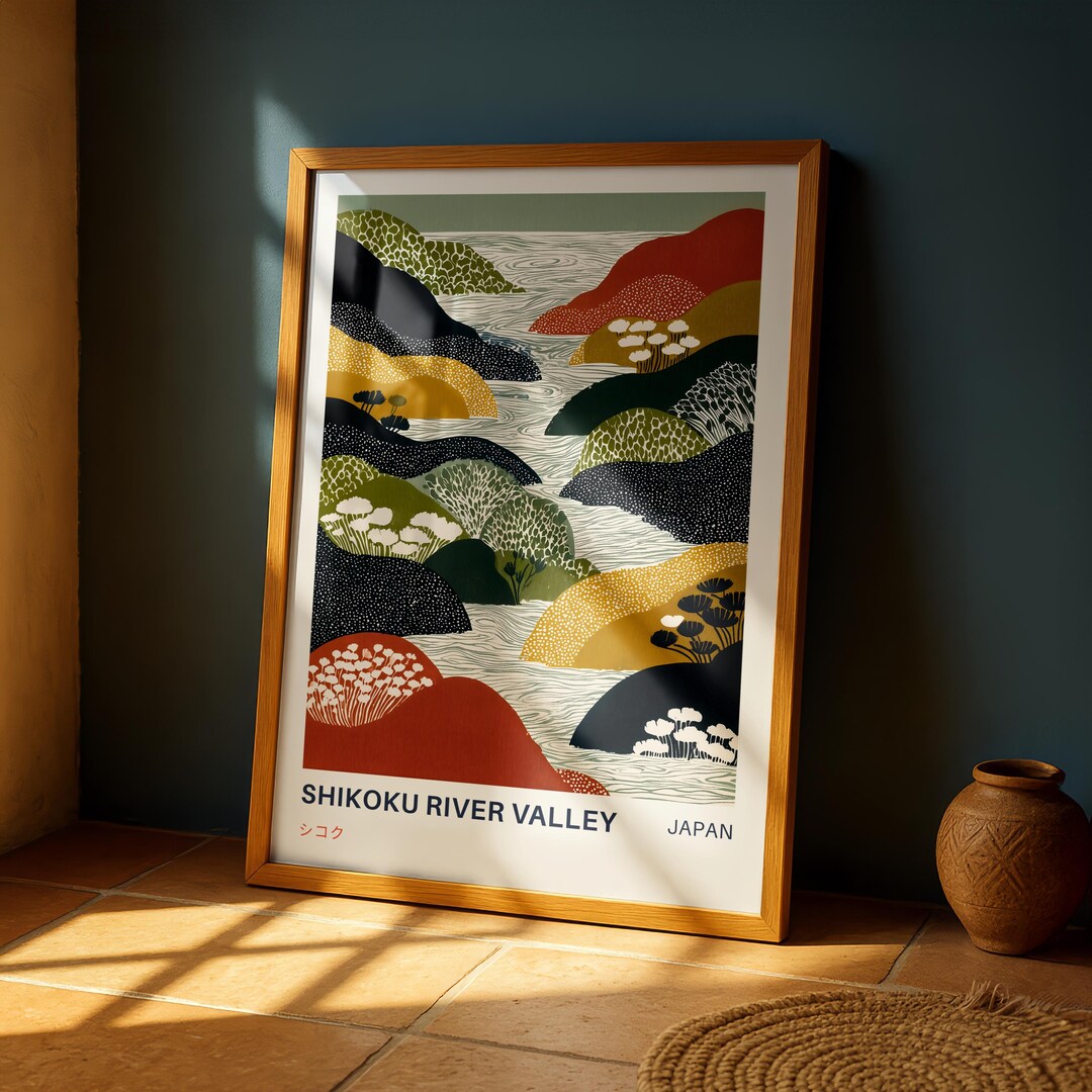 Shikoku River Valley Vintage Art Print – Japanese Landscape Poster ...