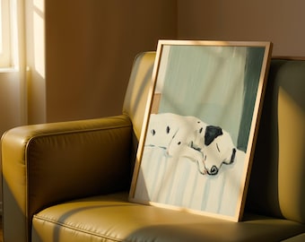 Dalmatian Wall Art Print: Black and White – Peaceful Dog Poster