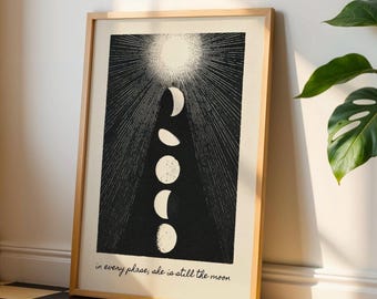 Moon Phase Wall Art Print: Feminine Lunar Style – Boho Moon Poster