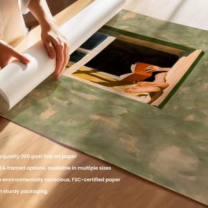 Reading Print, Book Lover Gift, Oil Painting Wall Art, Person Reading In Window Poster, Cozy Reading Nook Decor image 19