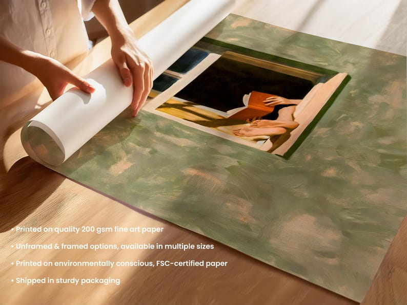 Reading Print, Book Lover Gift, Oil Painting Wall Art, Person Reading In Window Poster, Cozy Reading Nook Decor image 19