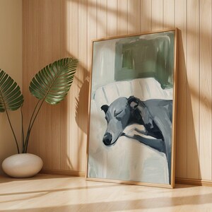 Greyhound Wall Art Print – Elegant Greyhound Poster for Dog Lovers, Calm Pet Artwork, Neutral Dog Wall Decor for Home image 2