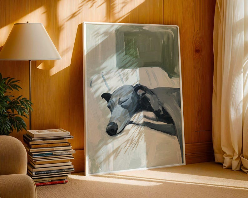 Greyhound Wall Art Print – Elegant Greyhound Poster for Dog Lovers, Calm Pet Artwork, Neutral Dog Wall Decor for Home image 5