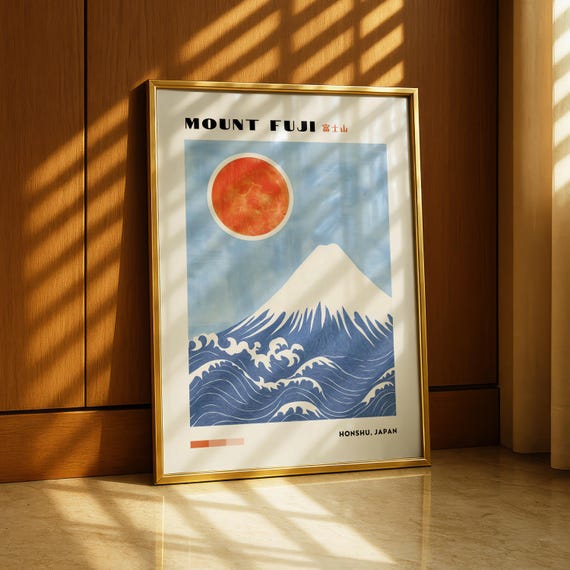Mount Fuji Wall Art, Vintage Mount Fuji Print, Japanese Poster, Mt Fuji Decor, Japanese Wall Art Print, Mountain Landscape Art