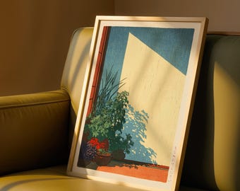 Japanese Botanical Wall Art Print: Hasui Kawase Style – Minimalist Nature Poster