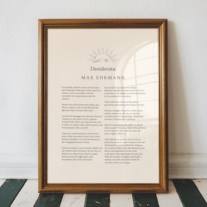 Desiderata Poem Print - Max Ehrmann Poem - Desiderata Poster Wall Art - Literary Wall Art - Poetry Poster - Inspirational Quote Print