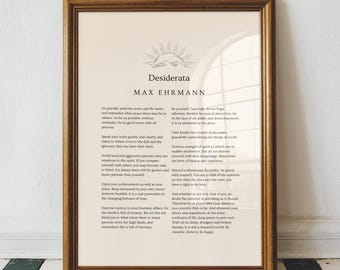 Desiderata Poem Print - Max Ehrmann Poem - Desiderata Poster Wall Art - Literary Wall Art - Poetry Poster - Inspirational Quote Print