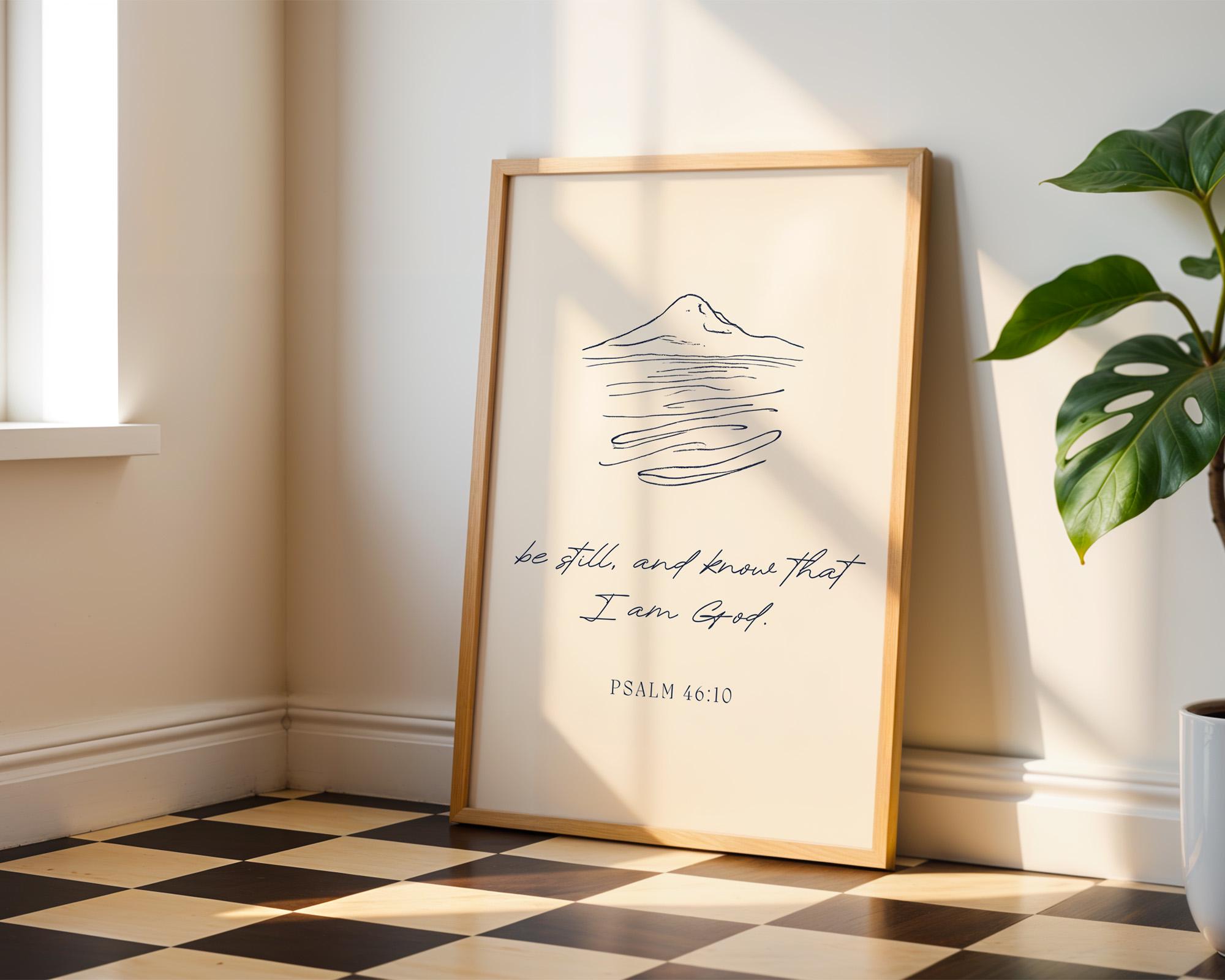 Christian Wall Art Print, Psalm 46:10 Bible Verse Poster, Psalm Wall ...