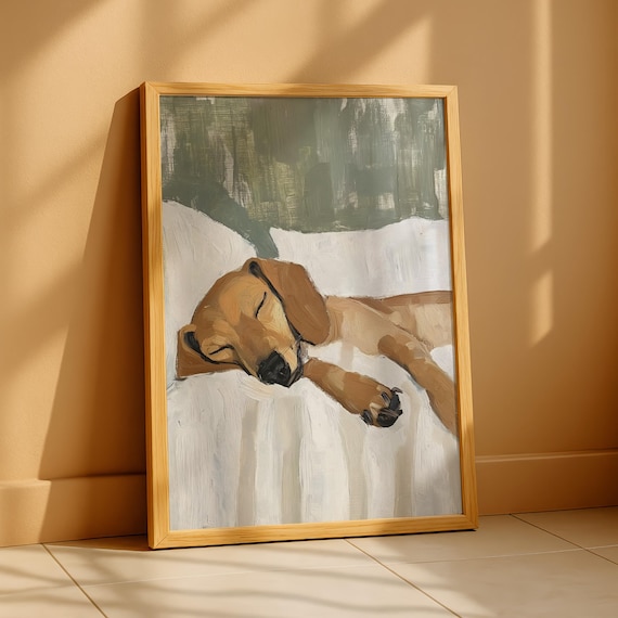 Dachshund Wall Art Print – Elegant Dachshund Poster for Dog Lovers, Calm Pet Artwork, Neutral Dog Wall Decor for Home