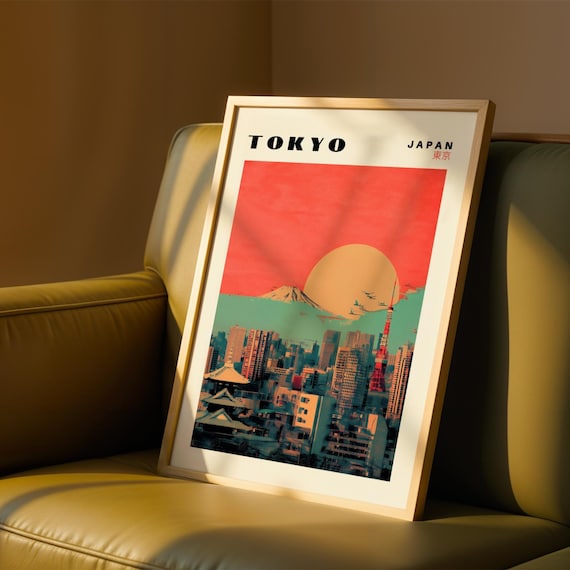 Tokyo Print – Retro Tokyo Skyline Print, Japan Wall Art, Tokyo Poster, Japanese Art Print, Travel Poster, Tokyo City Illustration Gift