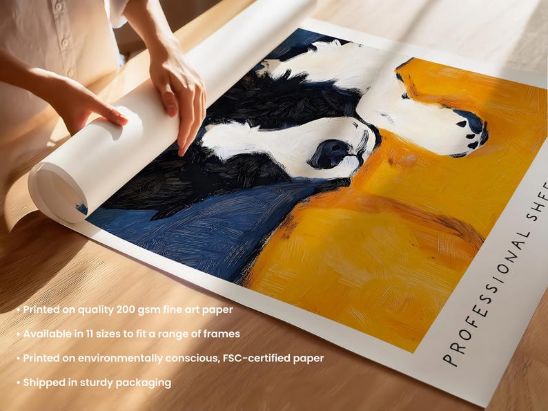 Border Collie Art Print – Cosy Bedtime Illustration with "Professional Sheep Counter" Text for Dog Lovers image 7