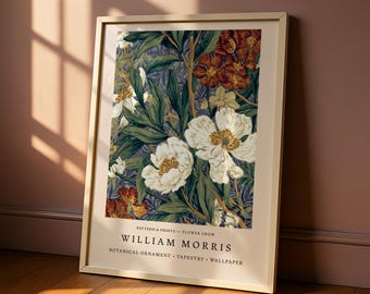 William Morris Botanical Print, Floral Wall Art Print, Peony Wall Art Poster, Art Nouveau Museum Poster, Cottagecore Living Room Wall Decor