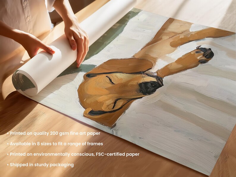 Peut inclure: Une peinture d'un chien brun et blanc dormant sur un lit blanc. Les yeux du chien sont ferm&eacute;s et ses pattes sont repli&eacute;es sous son corps. La peinture est r&eacute;alis&eacute;e dans un style r&eacute;aliste avec des coups de pinceau doux.