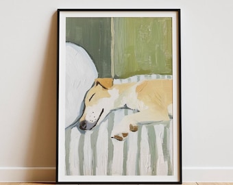 Whippet Wall Art Print – Peaceful Whippet Poster, Elegant Dog Wall Decor, Calm Pet Gift for Home, Neutral Dog Artwork