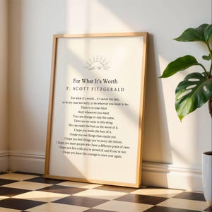 Impression de citations de F. Scott Fitzgerald - Art mural inspirant pour la maison, le bureau ou un cadeau - Poster littéraire sans cadre