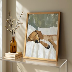 Impression d'art mural teckel – affiche de teckel élégante pour les amoureux des chiens, oeuvre d'art calme pour animal de compagnie, décoration murale de chien neutre pour la maison image 3