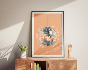 Retro Disco Ball Wall Art Print: Vintage Music Poster – Party Decor